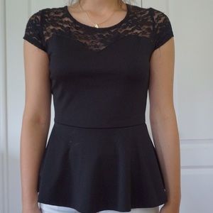 BLACK PEPLUM TOP